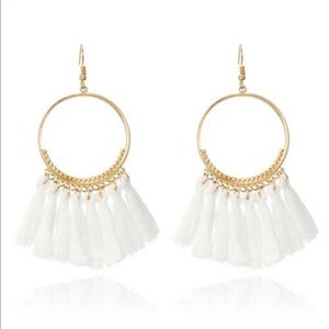 White tassel earrings